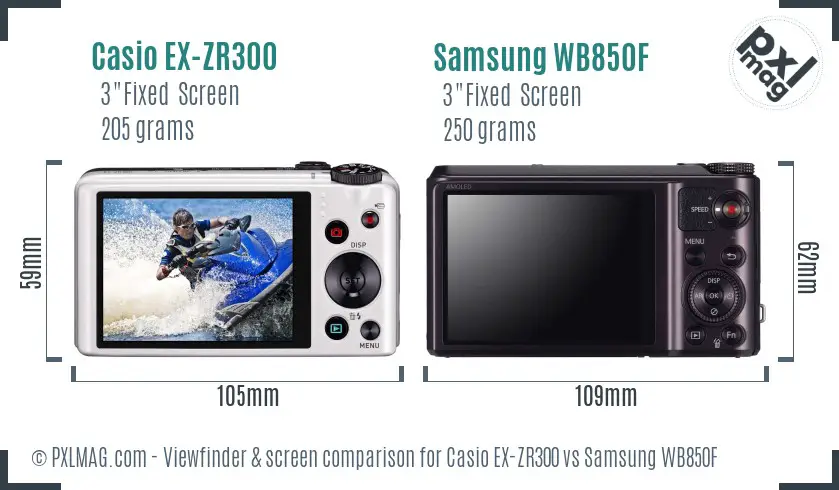 Casio EX-ZR300 vs Samsung WB850F Screen and Viewfinder comparison