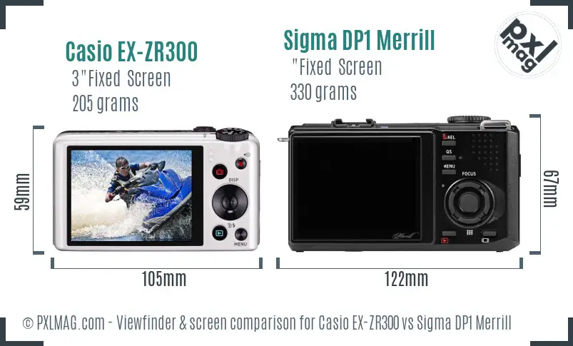 Casio EX-ZR300 vs Sigma DP1 Merrill Screen and Viewfinder comparison