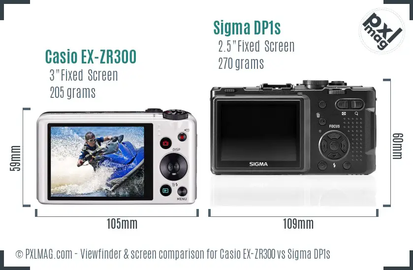 Casio EX-ZR300 vs Sigma DP1s Screen and Viewfinder comparison