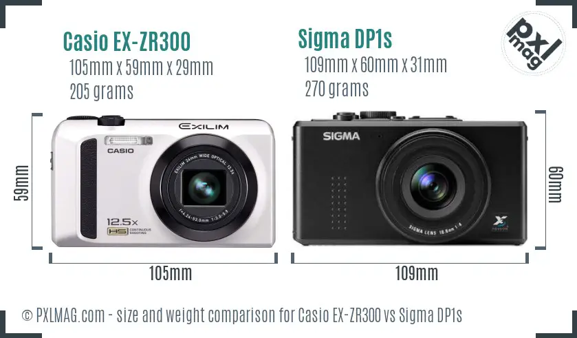 Casio EX-ZR300 vs Sigma DP1s size comparison