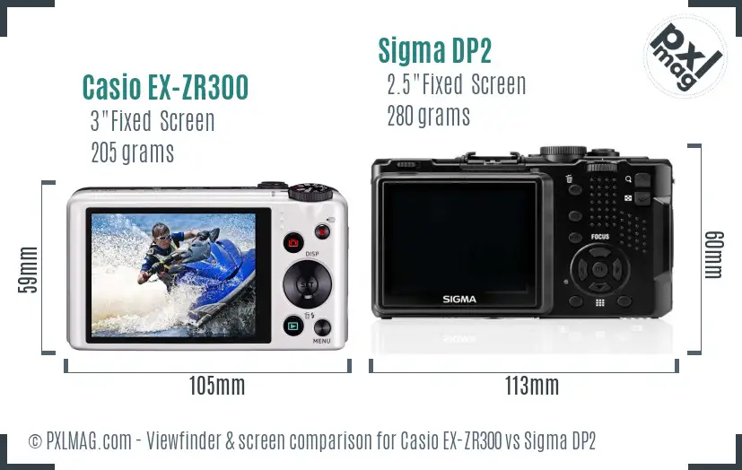 Casio EX-ZR300 vs Sigma DP2 Screen and Viewfinder comparison Casio EX-ZR300 vs Sigma DP2 Screen and Viewfinder comparison