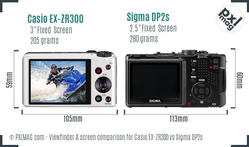 Casio EX-ZR300 vs Sigma DP2s Screen and Viewfinder comparison