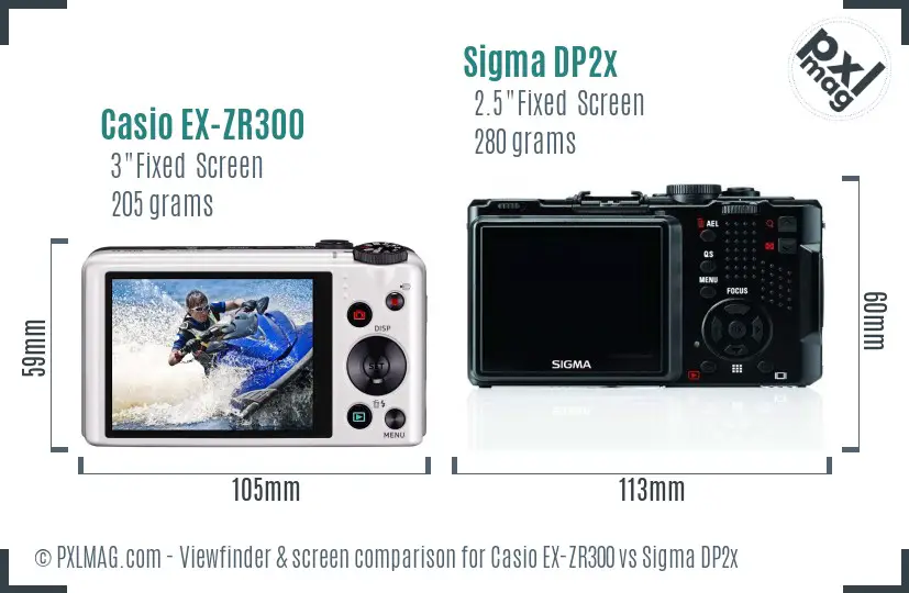 Casio EX-ZR300 vs Sigma DP2x Screen and Viewfinder comparison Casio EX-ZR300 vs Sigma DP2x Screen and Viewfinder comparison