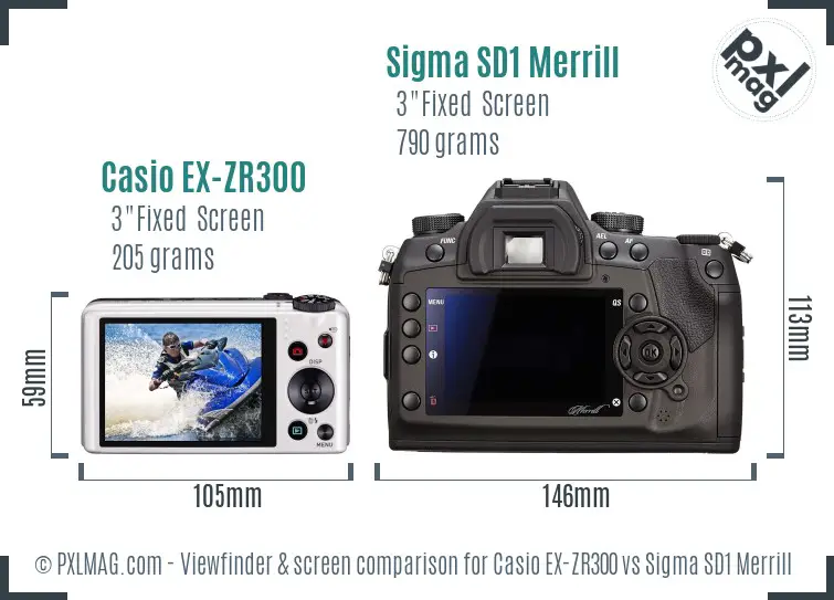 Casio EX-ZR300 vs Sigma SD1 Merrill Screen and Viewfinder comparison