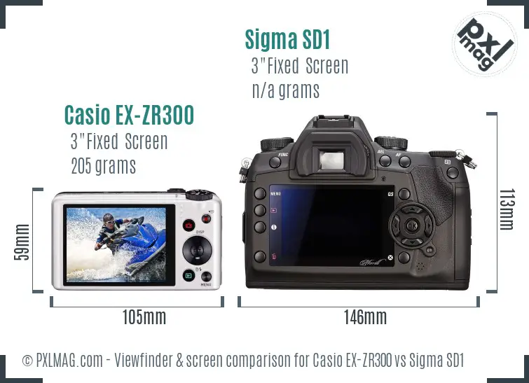 Casio EX-ZR300 vs Sigma SD1 Screen and Viewfinder comparison