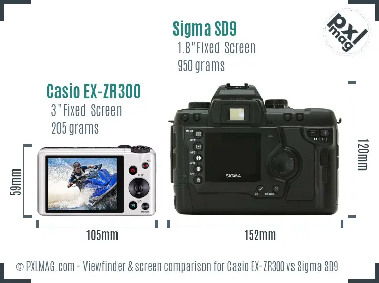 Casio EX-ZR300 vs Sigma SD9 Screen and Viewfinder comparison