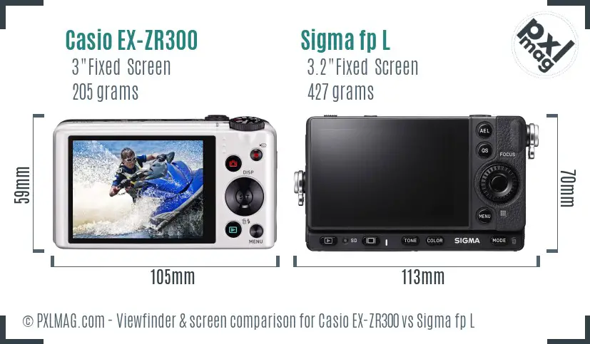 Casio EX-ZR300 vs Sigma fp L Screen and Viewfinder comparison