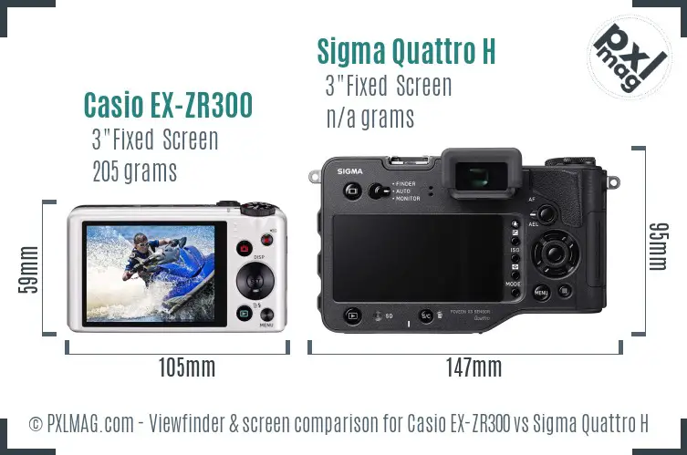 Casio EX-ZR300 vs Sigma Quattro H Screen and Viewfinder comparison