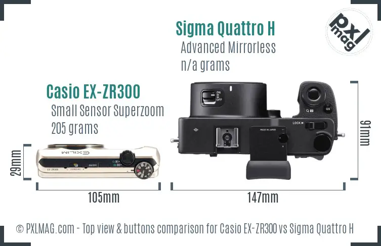 Casio EX-ZR300 vs Sigma Quattro H top view buttons comparison