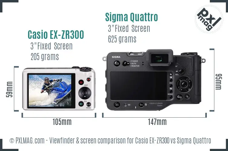 Casio EX-ZR300 vs Sigma Quattro Screen and Viewfinder comparison