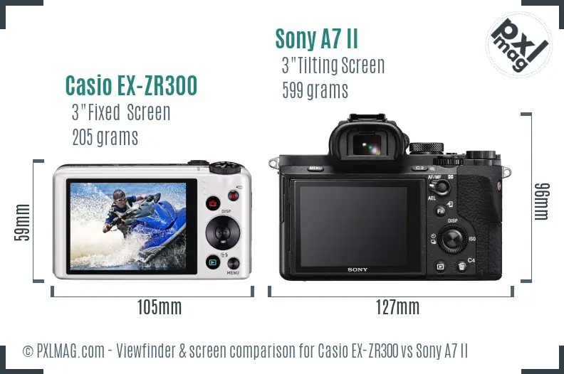 Casio EX-ZR300 vs Sony A7 II Screen and Viewfinder comparison