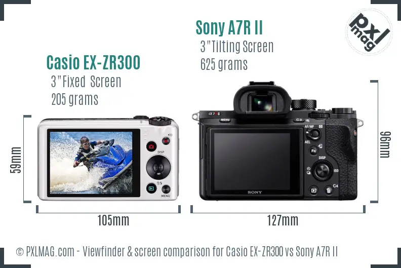 Casio EX-ZR300 vs Sony A7R II Screen and Viewfinder comparison Casio EX-ZR300 vs Sony A7R II Screen and Viewfinder comparison