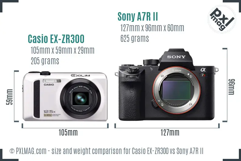 Casio EX-ZR300 vs Sony A7R II size comparison Casio EX-ZR300 vs Sony A7R II size comparison