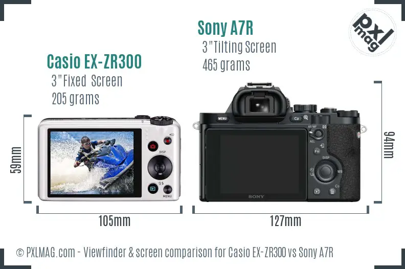 Casio EX-ZR300 vs Sony A7R Screen and Viewfinder comparison