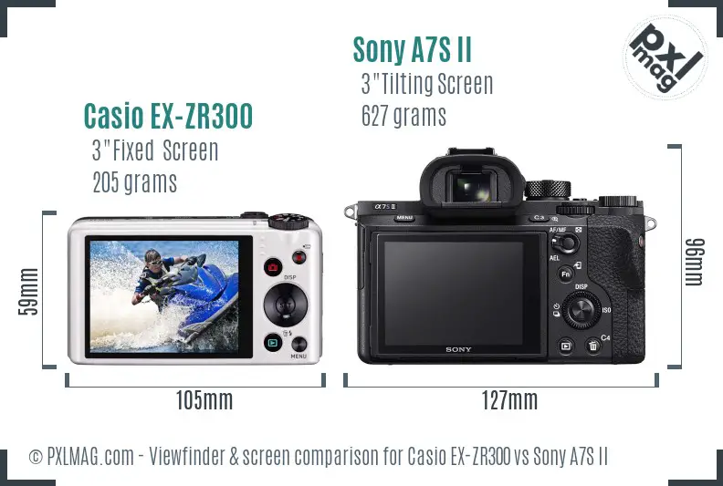 Casio EX-ZR300 vs Sony A7S II Screen and Viewfinder comparison