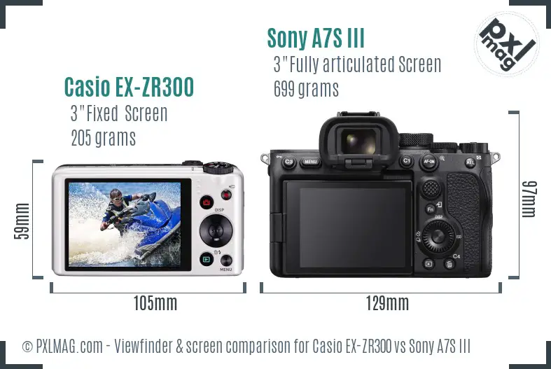 Casio EX-ZR300 vs Sony A7S III Screen and Viewfinder comparison