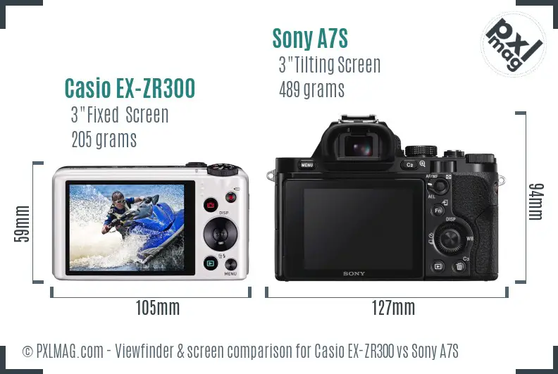 Casio EX-ZR300 vs Sony A7S Screen and Viewfinder comparison