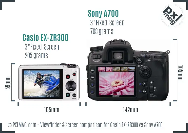 Casio EX-ZR300 vs Sony A700 Screen and Viewfinder comparison Casio EX-ZR300 vs Sony A700 Screen and Viewfinder comparison