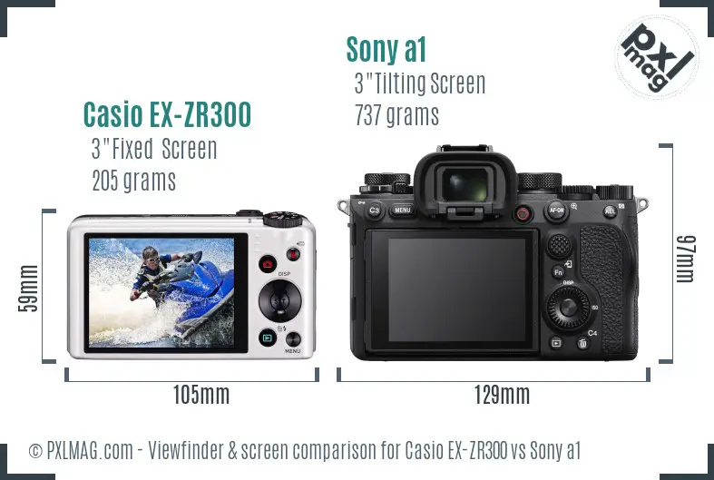 Casio EX-ZR300 vs Sony a1 Screen and Viewfinder comparison