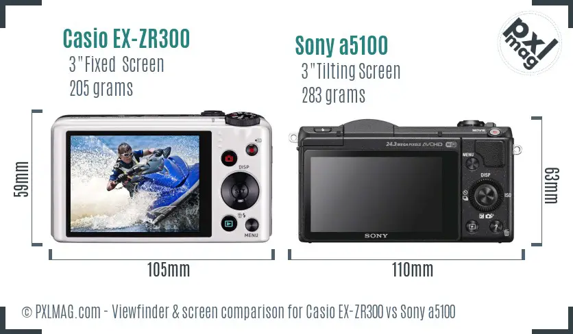 Casio EX-ZR300 vs Sony a5100 Screen and Viewfinder comparison