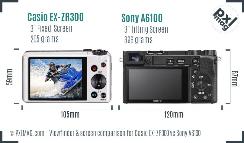 Casio EX-ZR300 vs Sony A6100 Screen and Viewfinder comparison Casio EX-ZR300 vs Sony A6100 Screen and Viewfinder comparison