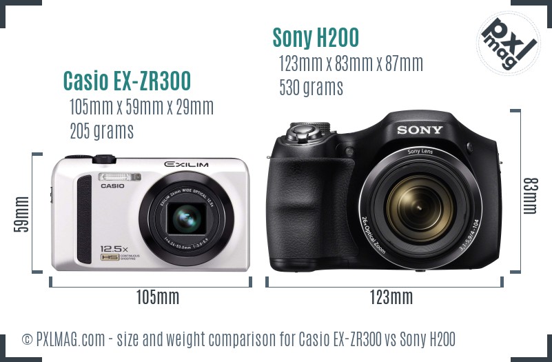 Casio EX-ZR300 vs Sony H200 size comparison Casio EX-ZR300 vs Sony H200 size comparison