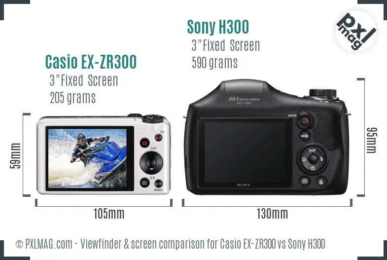 Casio EX-ZR300 vs Sony H300 Screen and Viewfinder comparison