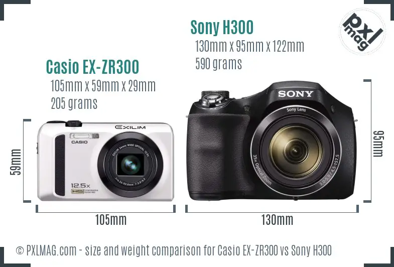 Casio EX-ZR300 vs Sony H300 size comparison