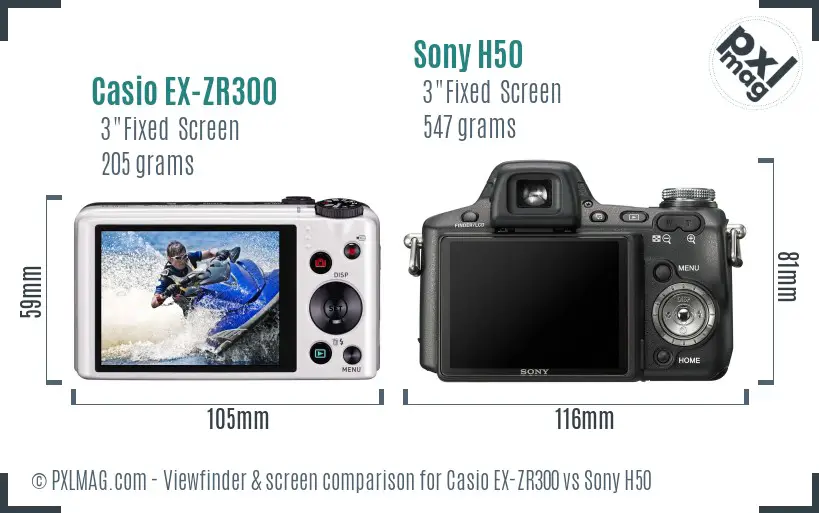 Casio EX-ZR300 vs Sony H50 Screen and Viewfinder comparison Casio EX-ZR300 vs Sony H50 Screen and Viewfinder comparison
