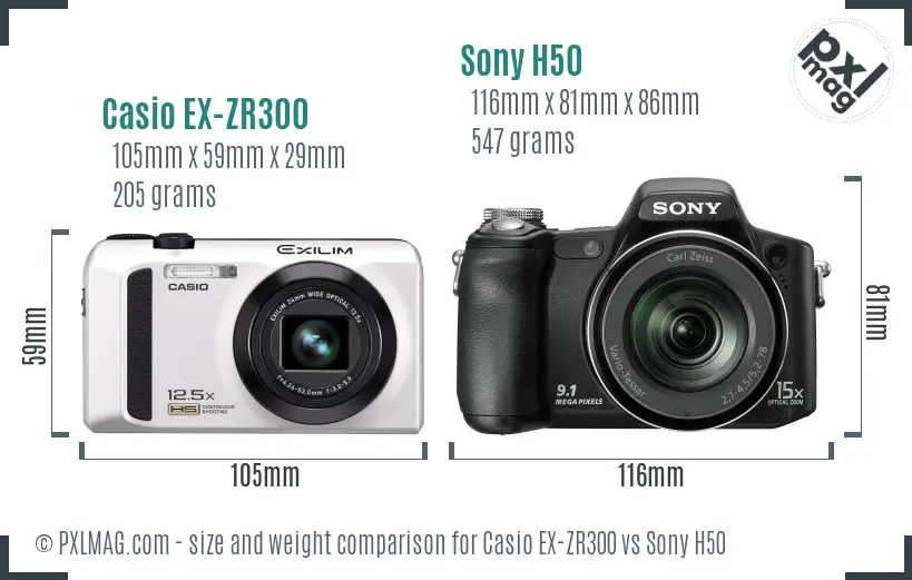 Casio EX-ZR300 vs Sony H50 size comparison Casio EX-ZR300 vs Sony H50 size comparison