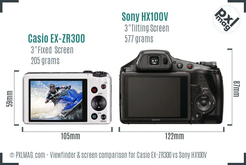 Casio EX-ZR300 vs Sony HX100V Screen and Viewfinder comparison Casio EX-ZR300 vs Sony HX100V Screen and Viewfinder comparison