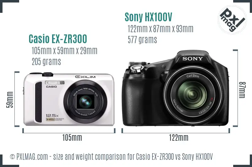 Casio EX-ZR300 vs Sony HX100V size comparison Casio EX-ZR300 vs Sony HX100V size comparison