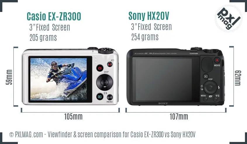 Casio EX-ZR300 vs Sony HX20V Screen and Viewfinder comparison Casio EX-ZR300 vs Sony HX20V Screen and Viewfinder comparison