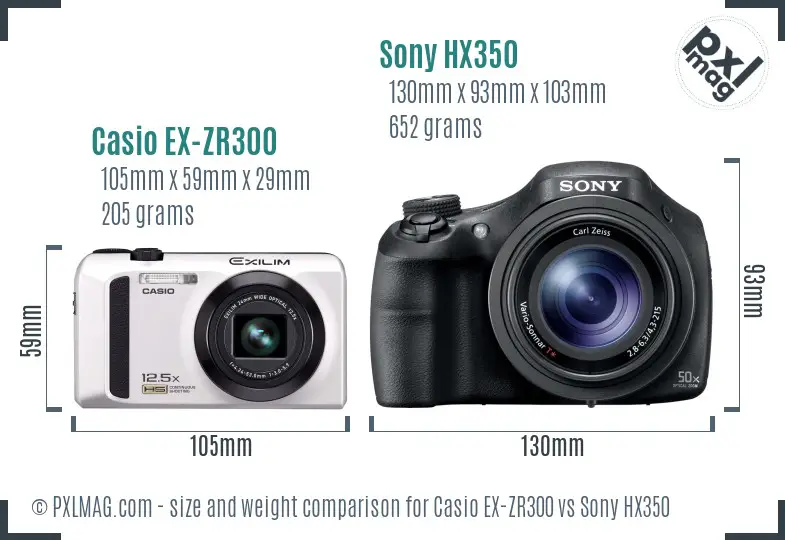 Casio EX-ZR300 vs Sony HX350 size comparison