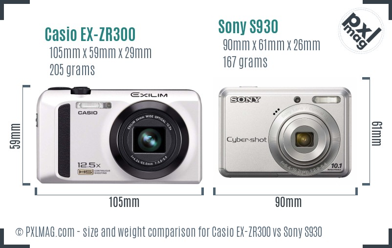 Casio EX-ZR300 vs Sony S930 size comparison Casio EX-ZR300 vs Sony S930 size comparison