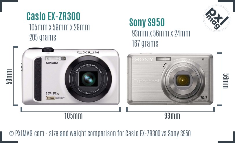 Casio EX-ZR300 vs Sony S950 size comparison