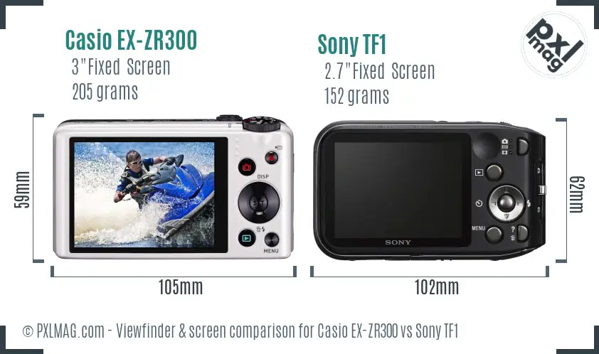 Casio EX-ZR300 vs Sony TF1 Screen and Viewfinder comparison
