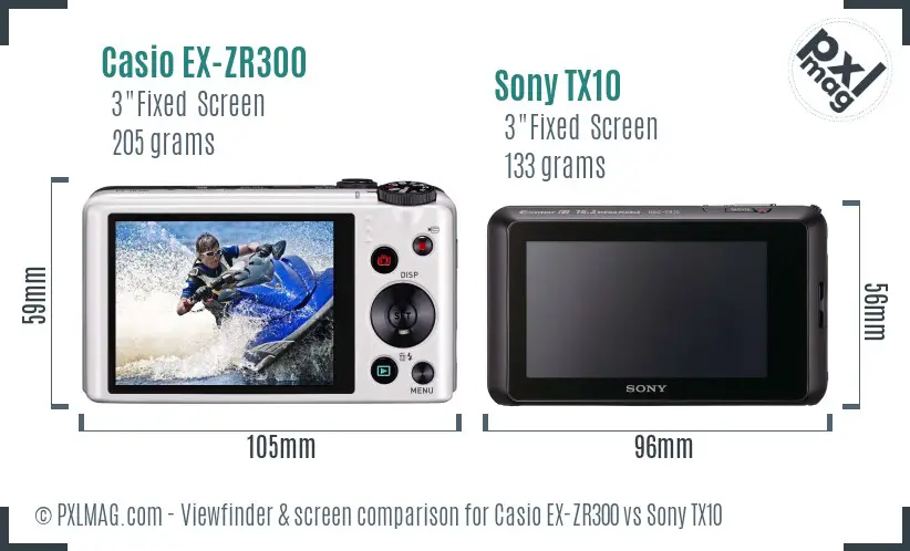 Casio EX-ZR300 vs Sony TX10 Screen and Viewfinder comparison