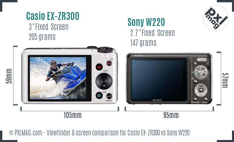 Casio EX-ZR300 vs Sony W220 Screen and Viewfinder comparison