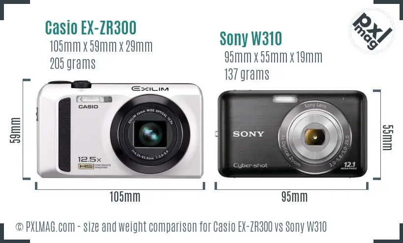 Casio EX-ZR300 vs Sony W310 size comparison Casio EX-ZR300 vs Sony W310 size comparison