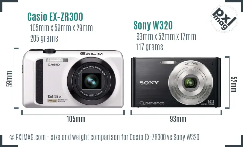 Casio EX-ZR300 vs Sony W320 size comparison Casio EX-ZR300 vs Sony W320 size comparison