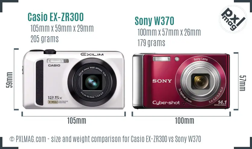 Casio EX-ZR300 vs Sony W370 size comparison