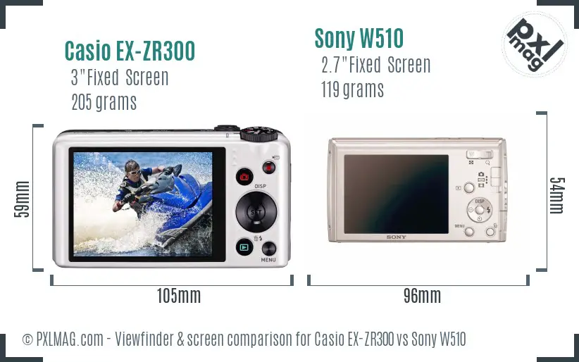 Casio EX-ZR300 vs Sony W510 Screen and Viewfinder comparison Casio EX-ZR300 vs Sony W510 Screen and Viewfinder comparison