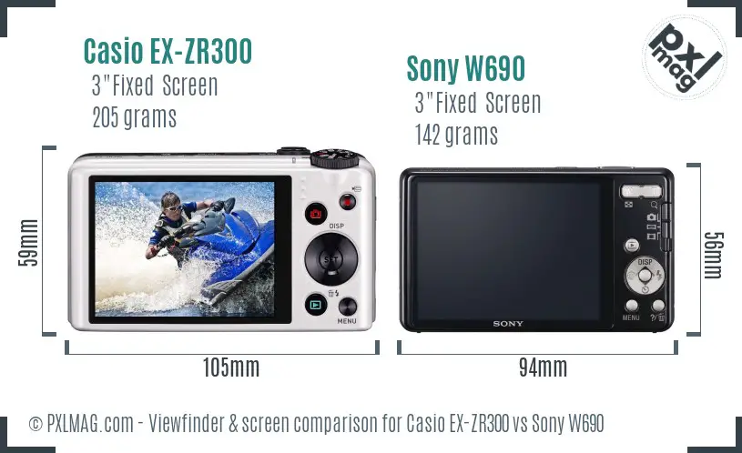 Casio EX-ZR300 vs Sony W690 Screen and Viewfinder comparison