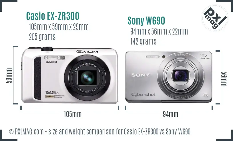 Casio EX-ZR300 vs Sony W690 size comparison