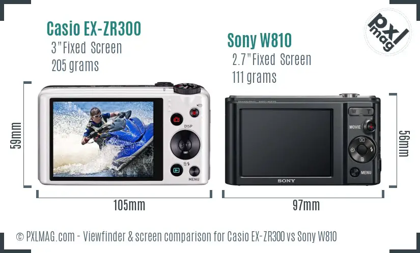 Casio EX-ZR300 vs Sony W810 Screen and Viewfinder comparison Casio EX-ZR300 vs Sony W810 Screen and Viewfinder comparison