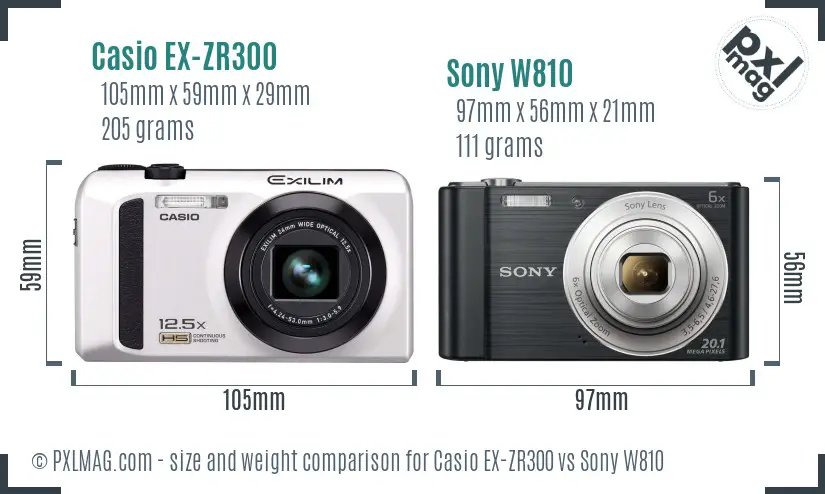 Casio EX-ZR300 vs Sony W810 size comparison Casio EX-ZR300 vs Sony W810 size comparison