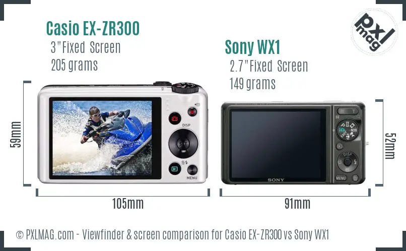 Casio EX-ZR300 vs Sony WX1 Screen and Viewfinder comparison