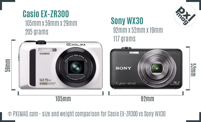Casio EX-ZR300 vs Sony WX30 size comparison Casio EX-ZR300 vs Sony WX30 size comparison