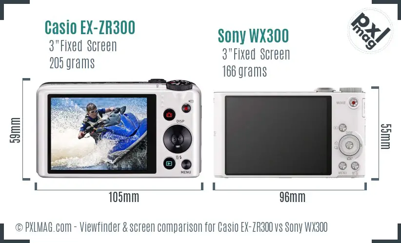 Casio EX-ZR300 vs Sony WX300 Screen and Viewfinder comparison